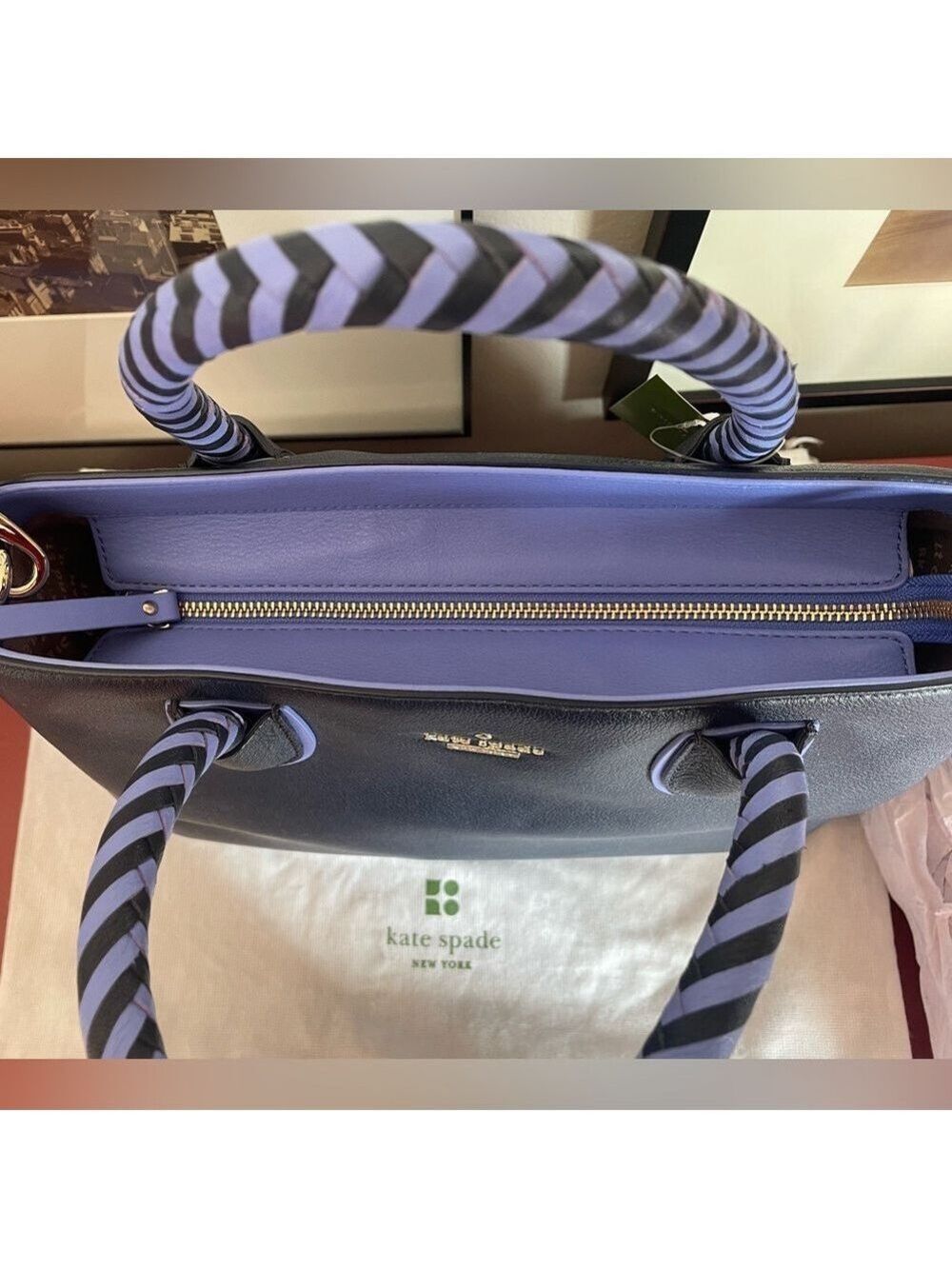 Kate Spade Navy Blue Color Block Pebble Leather Bag NWT - Picture 8 of 16
